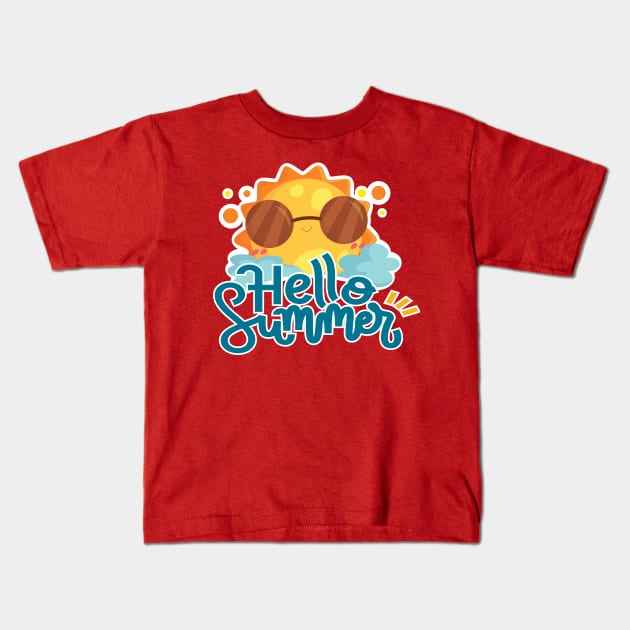 Hello Summer Kids T-Shirt by Amrshop87